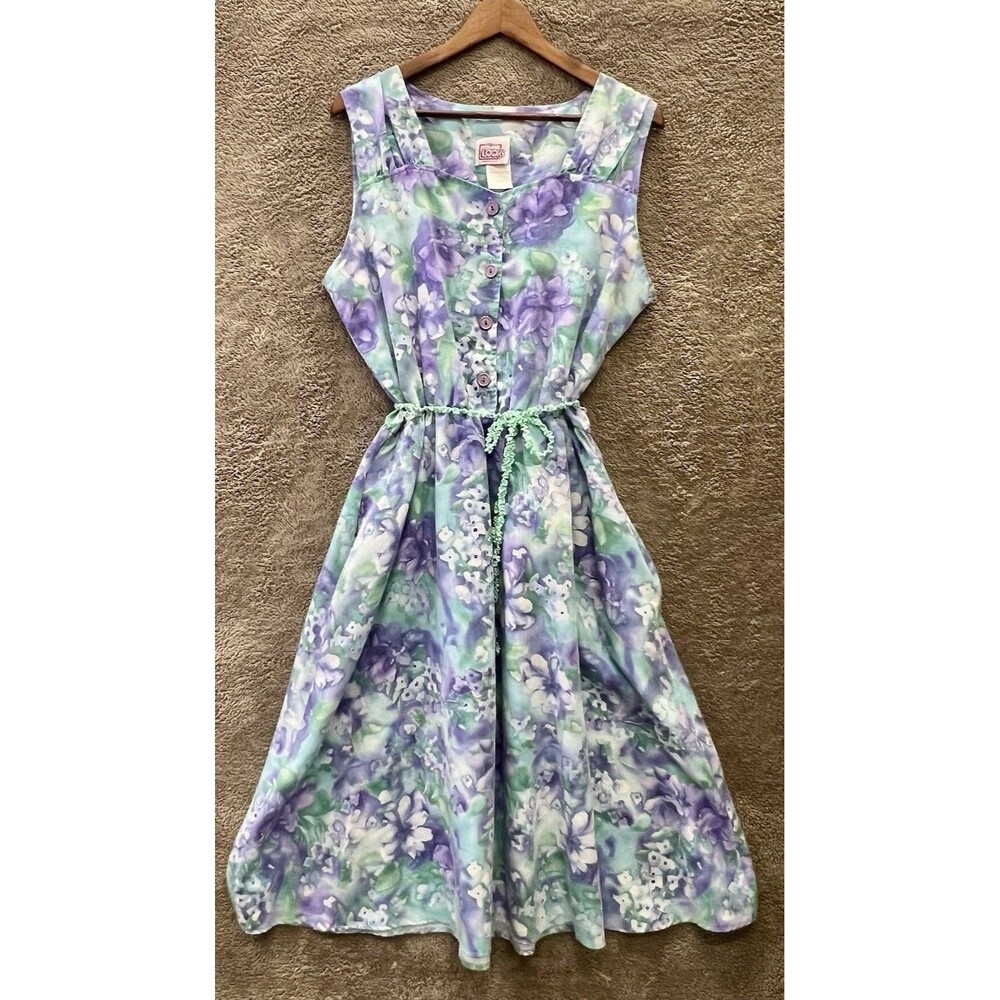 California Looks vintage 1980s watercolor floral sundress Elastic Waist Belt